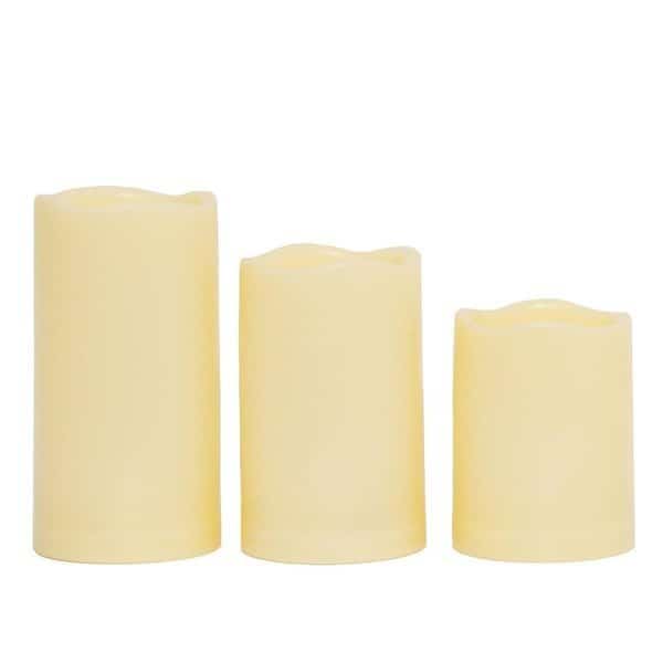 3 x 4 in. Outdoor Weatherproof Flameless Candles with Timer; Medium - Pack of 3