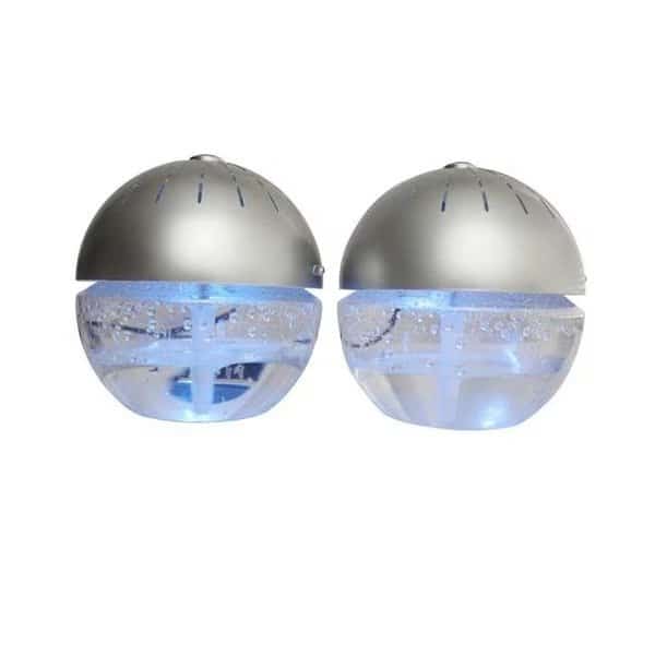 EcoGecko 75606-Silver-2PK 2 Units Earth Globe Glowing Water Air Washer; Silver