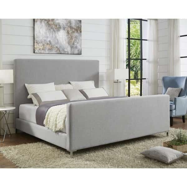 Posh Living Alex Linen Upholstered Platform Bed King Size - Grey