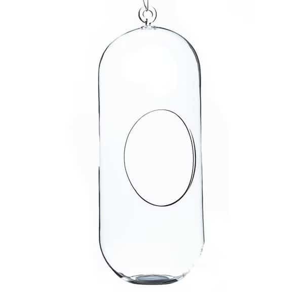12 x 4 in Clear Cylindrical Hanging Glass Terrarium  Candle Holder
