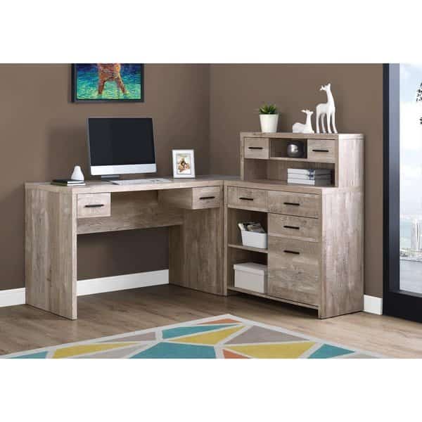44.75 in. Taupe Reclaimed Wood Particle Board, Laminate & MDF Computer Desk
