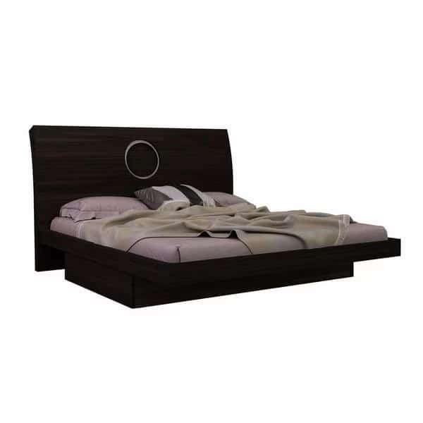 77 x 90 x 40 in. Modern Eastern King Wenge High Gloss Bed