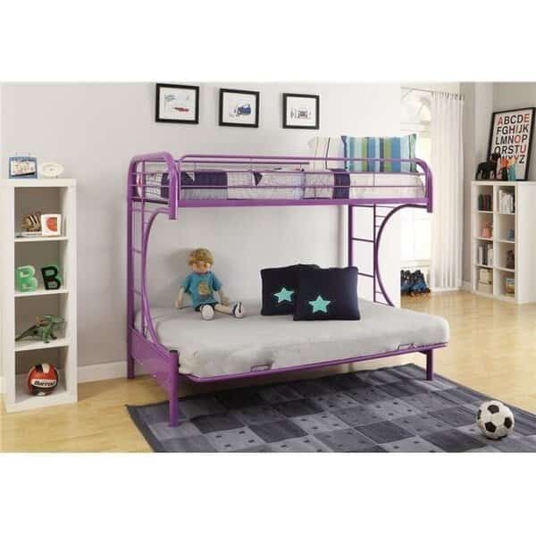 HomeRoots 285320 65 x 83 x 63 in. Limbra Twin Extra Large Queen Bunk Bed  Black Sand