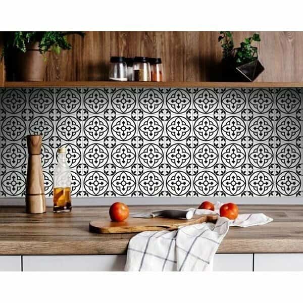 5 x 5 in. Tulipa White & Gray Peel & Stick Removable Tiles