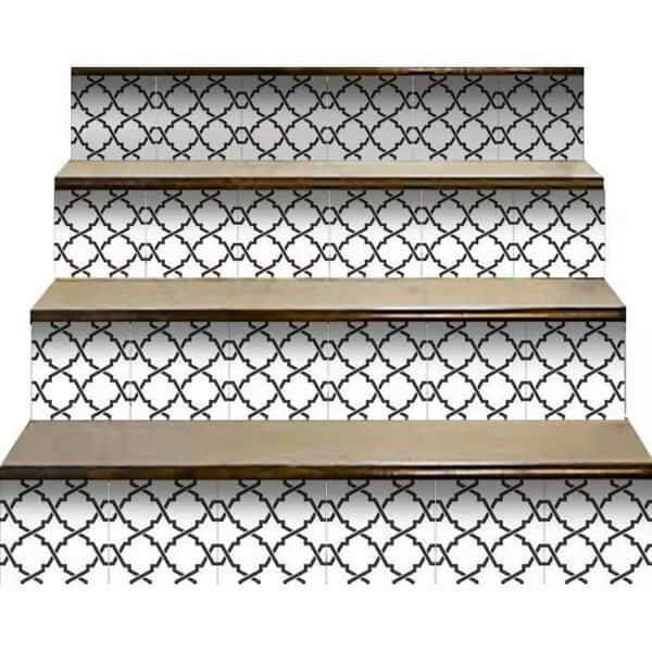 7 x 7 in. Black & White Prism Peel & Stick Removable Tiles