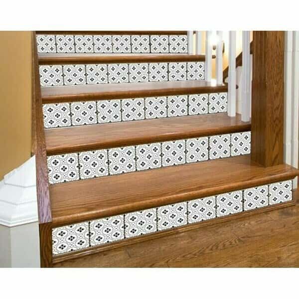 6 x 6 in. Black & White Rosa Peel & Stick Removable Tiles