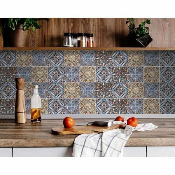 6 x 6 in. Blue Warm Tones Mosaic Peel & Stick Tiles