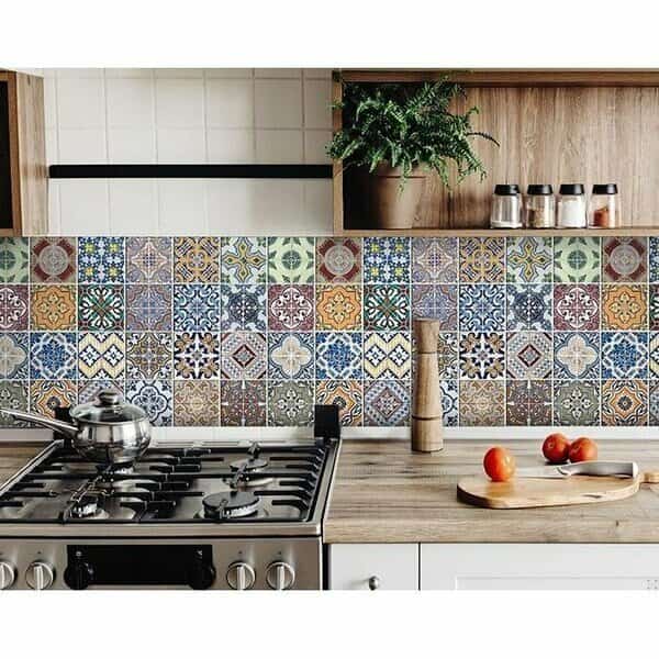 8 x 8 in. Linna Multi Blue Mosaic Peel & Stick Tiles