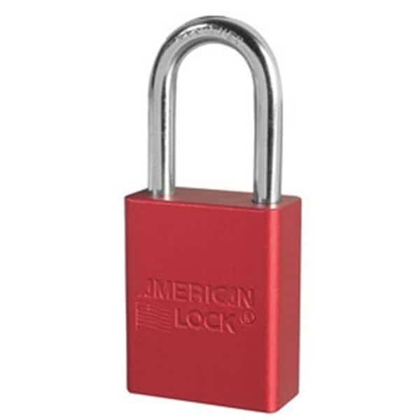 Keyed Alike Safety Padlock with 1.5 in. Shackle; Red - Pack of 6
