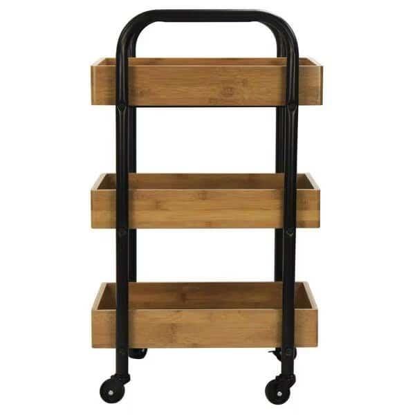 Portable Storage Cart With 3 Easy Removable Bamboo Trays