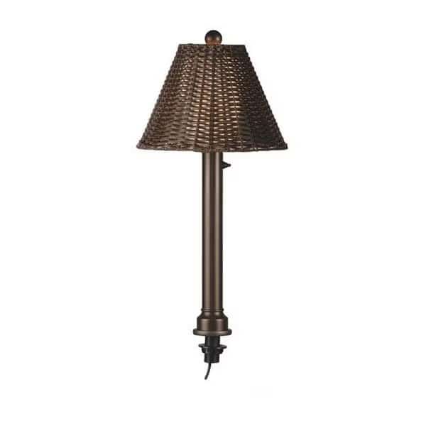Patio Living Concepts 17777 2 in. Umbrella Table Lamp with Bronze Tube Body & Walnut All-Weather Wicker Shade