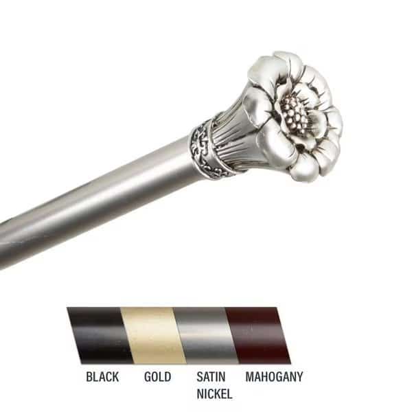 Flora 1 in. Curtain Rod, 66-120 in. - Satin Nickel