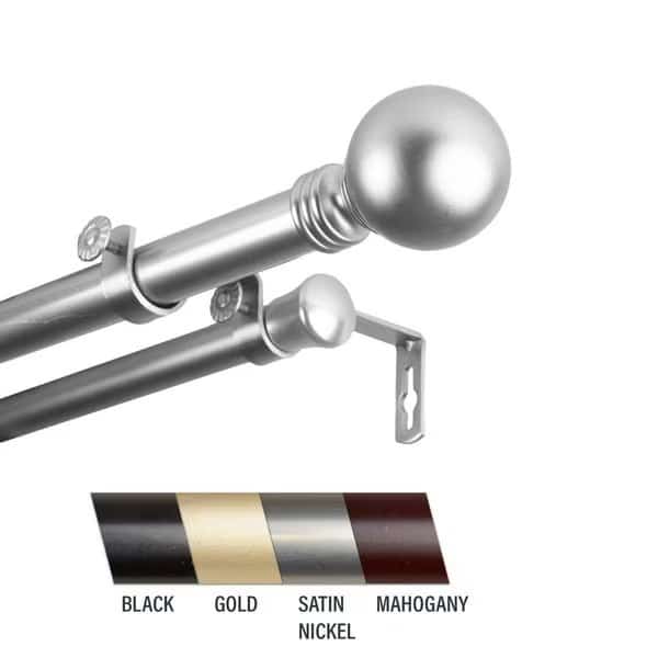 Globus 1 in. Double Curtain Rod, 28-48 in. - Satin Nickel