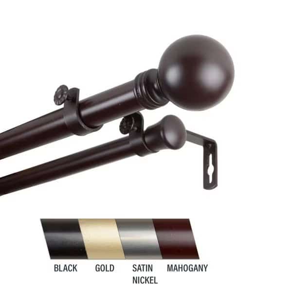 Globus 1 in. Double Curtain Rod, 28-48 in. - Mahogany