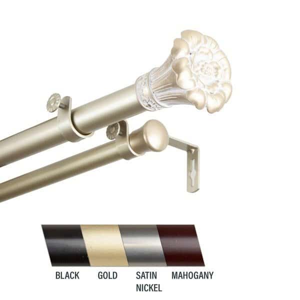 Flora 1 in. Double Curtain Rod, 120-170 in. - Gold