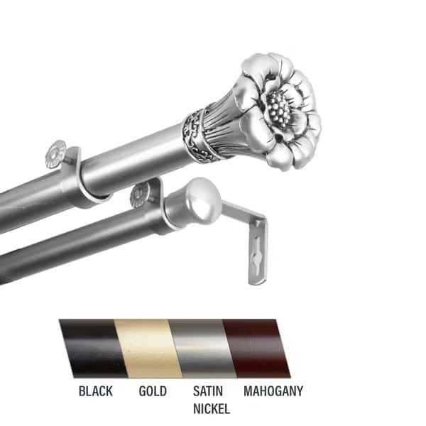 Flora 1 in. Double Curtain Rod, 48-84 in. - Satin Nickel