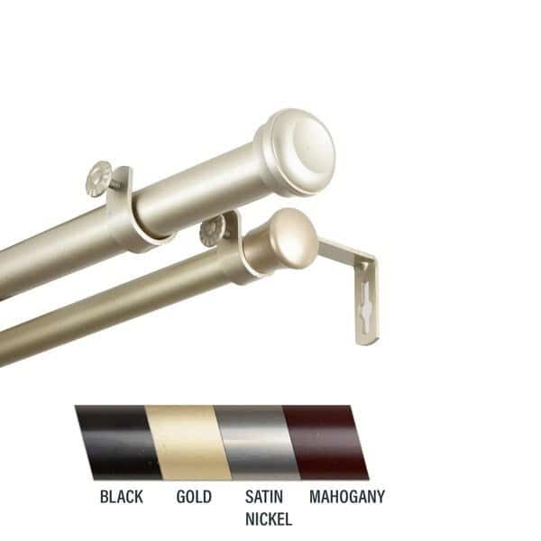 Cillo 1 in. Double Curtain Rod; 66-120 in. - Light Gold