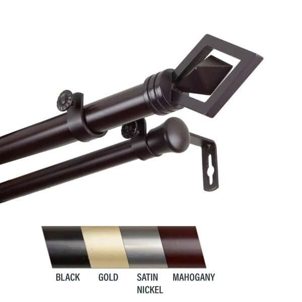 Lance 1 in. Double Curtain Rod; 120-170 in. - Mahogany