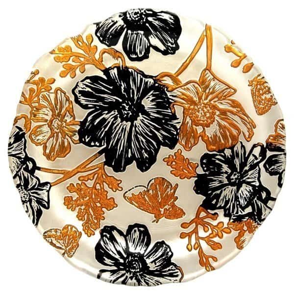 Red Pomegranate  Papillion Side Plates, Multi Color - Set of 2