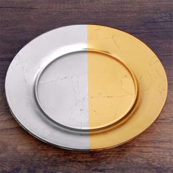 Gilt Demi Dinner PlateSilver & Gold, Red Pomegranate, Mfr#: 0985-1