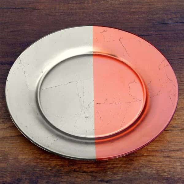 Red Pomegranate  Gilt Demi Salad Plates, Silver & Rose - Set of 4