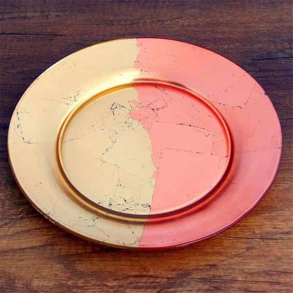 Red Pomegranate  Gilt Edge Salad Plates, Gold & Rose - Set of 4