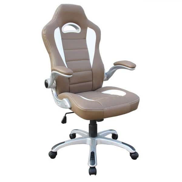Techni Mobili RTA -3527-CM 18.25-22 in. High Back Executive Sport Race Office Chair with Flip-Up Arms; Camel