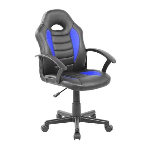 Techni Mobili RTA-KS40-BL Kids Gaming & Student Racer Chair with Wheels; Blue - 35.25-39.25 x 22 x 21.25 in.
