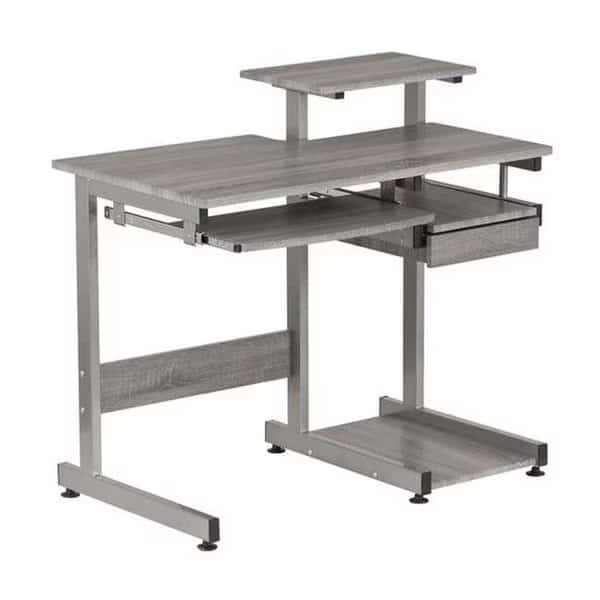 Techni Mobili RTA-2706A-GRY Complete Computer Workstation Desk; Gray - 35.25 x 37.75 x 22 in.