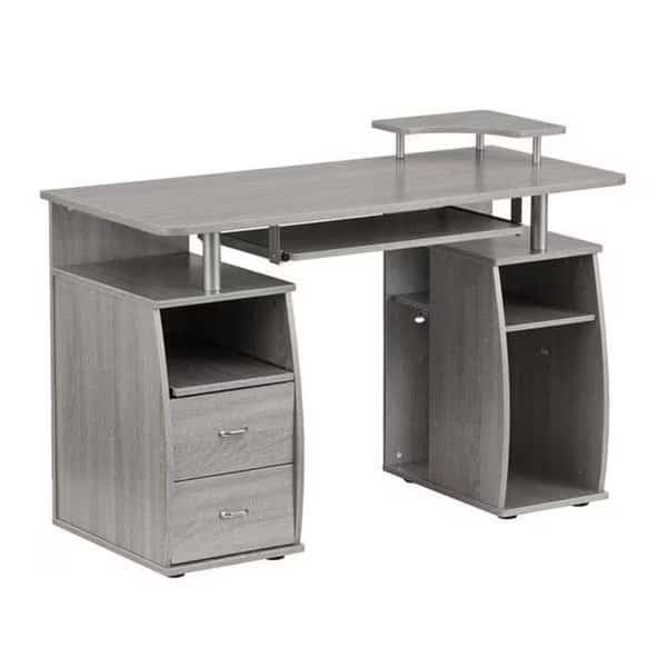 Techni Mobili RTA-8211-GRY Complete Computer Workstation Desk with Storage; Gray - 33.5 x 47.25 x 21.5 in.