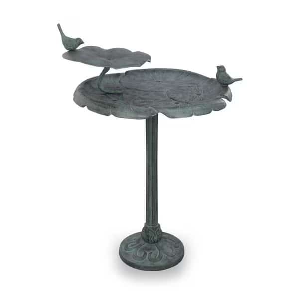 Bird Chat on Lotus Birdbath & Bird Feeder Sculpture