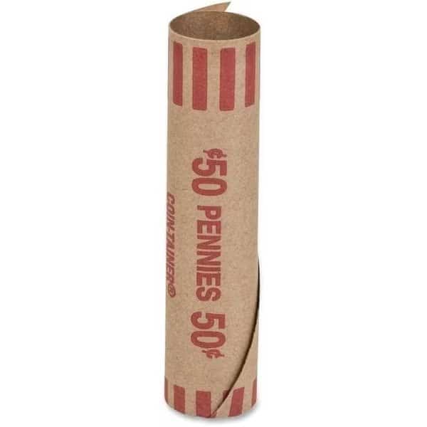 The Coin-Tainer CTX20001 Kraft Tubular Coin Wrappers Penny - Red