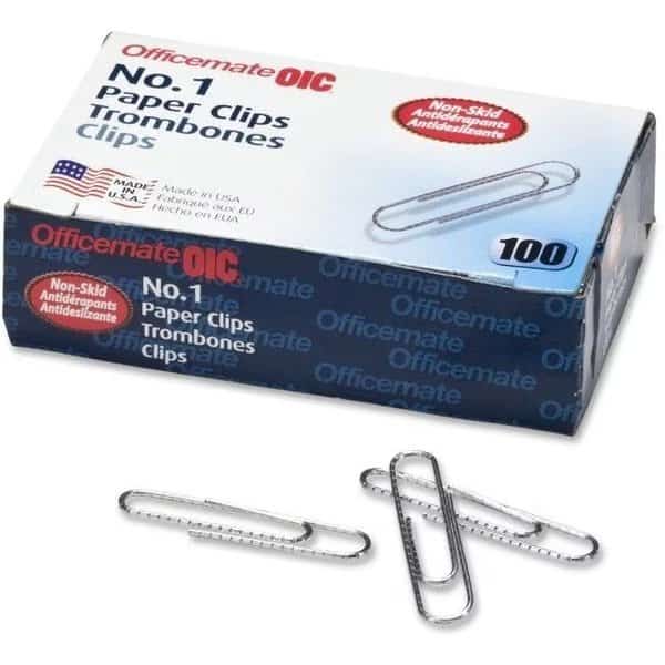 OIC OIC99912 No.1 Gem Steel Non-Skid Paper Clips - Silver
