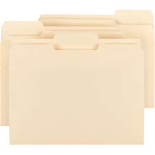 1 by 3 Cut Tab Manila File Folders, Manila