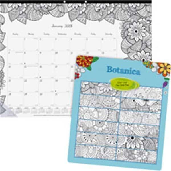 Botanica Design Monthly Doodle Desk Pad, White