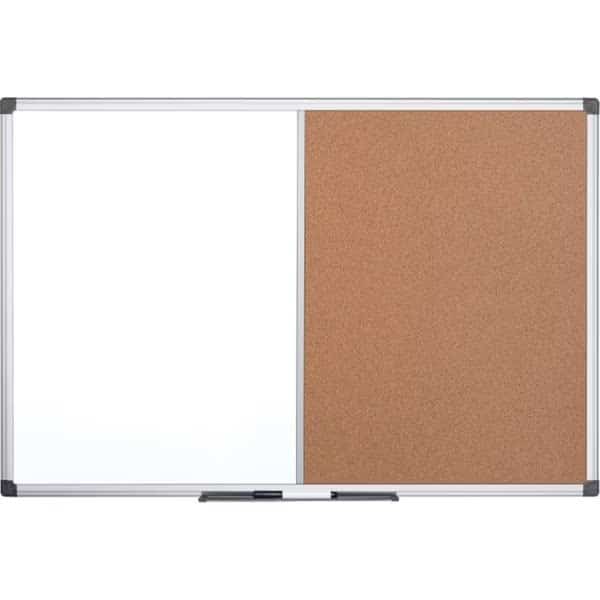 Mastervision Dry-Erase Combo Board, Silver - 48 x 72 x 0.5 in.