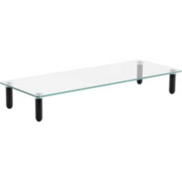 3 x 22 x 8.3 in. 4 Leg Single Shelf Glass Monitor Stand, Black