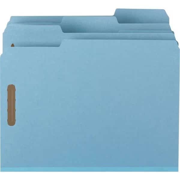 100 Percent Recycled Pressboard Fastener Folders - Letter, Blue - 125 Sheet Capacity