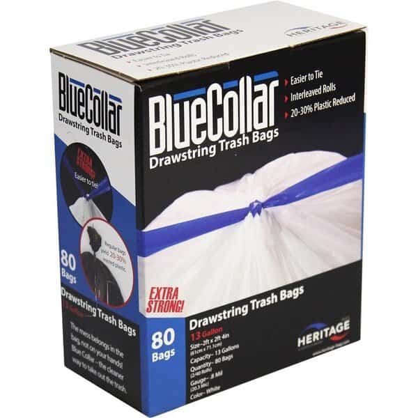 13 gal Drawstring Trash BagsWhite