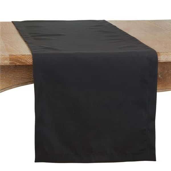 Saro 321.BK1690B 16 x 90 in. Casual Design Everyday Oblong Table Runner; Black