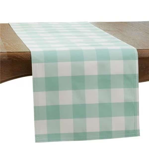 Saro 5026.G16108B 16 x 108 in. Cotton & Poly Blend Buffalo Oblong Plaid Runner; Green