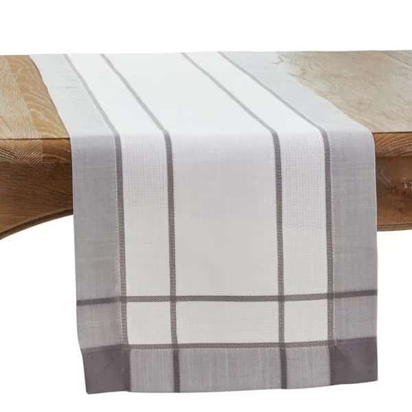 16 x 54 in. Banded Border Oblong Table Runner, Gray