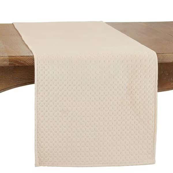 16 x 72 in. Pinsonic Velvet Oblong Table Runner, Beige