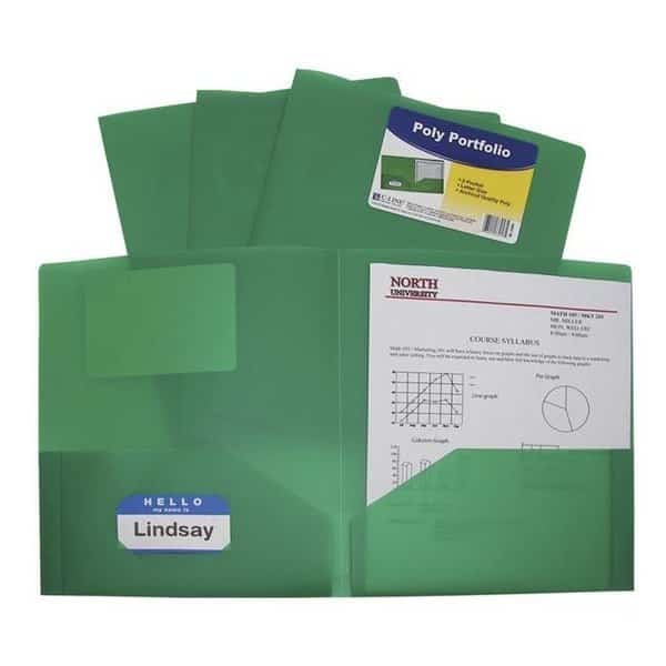 C-Line Products 1597270 Two-Pocket Heavyweight Poly Portfolio Folder; Green - Pack of 25