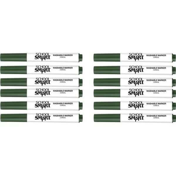 School Smart 2002985 Conical Tip Washable Art Markers; Green - Pack of 12
