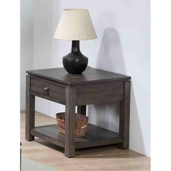 Shades of Gray End Table with Drawer & Shelf