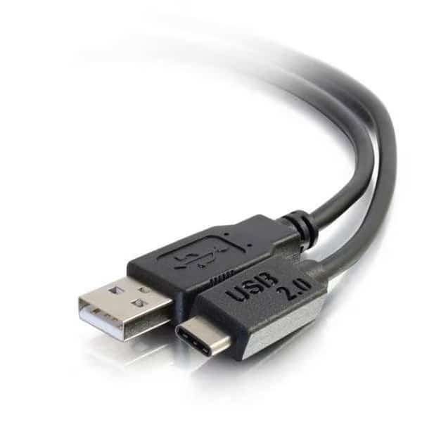 12 ft. USB 2.0 USB-C to USB-A Male to Male Cable - Black
