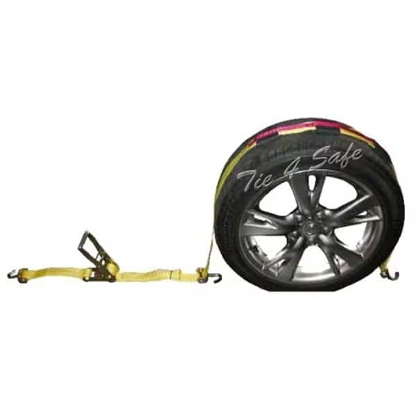 2 in. x 10 ft. Car Tie Downs with Swivel Hooks & Ratchet Buckle & Tire Grip - Yellow - 2 Piece