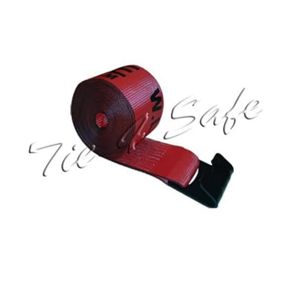 4 in. x 30 ft. Winch Straps with Black Flat Hook, Red - 2 Piece