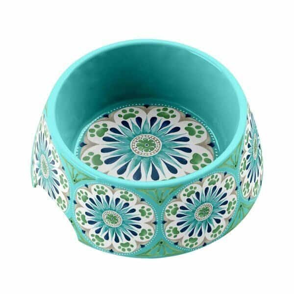 Carmel Medallion Pet Bowl Medium - Turquoise Set of 2